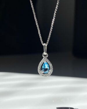 Colar Gota Cravejada Azul