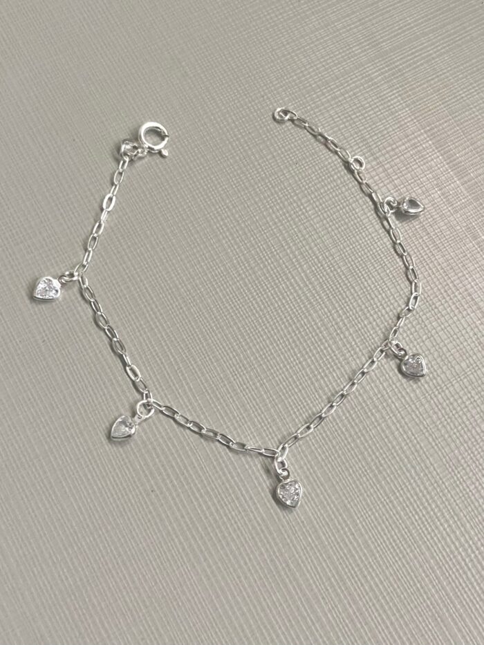 Pulseira Corações Zircônias Cristal