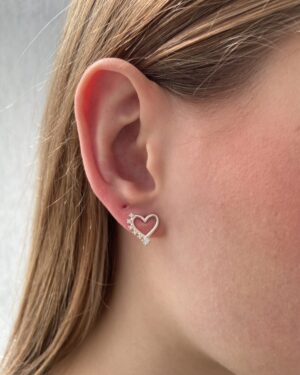 Brinco coração zircônias