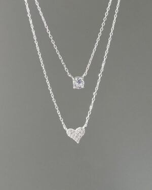 Colar Duplo Ponto de Luz e Coração