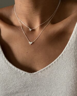 Colar Duplo Ponto de Luz e Coração