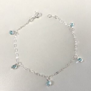 Pulseira Zirconias Penduradas Azul