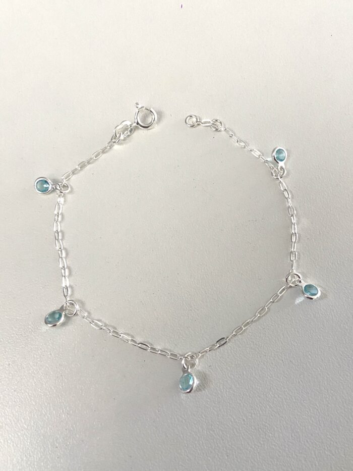 Pulseira Zirconias Penduradas Azul