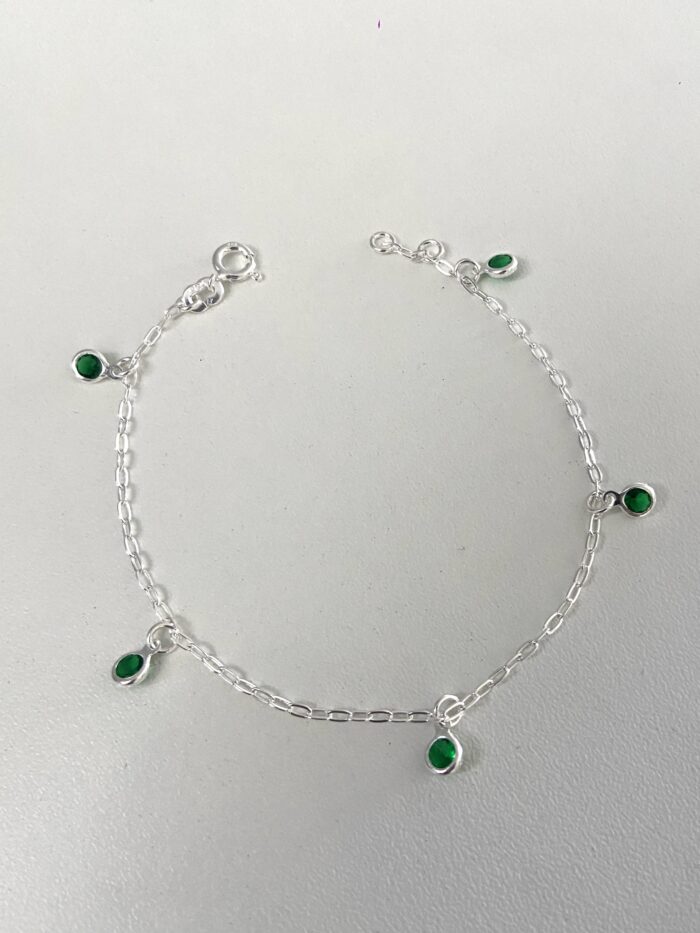 Pulseira Zirconias Penduradas Verde