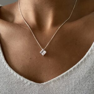 Colar Zircônia Quadrada Cristal