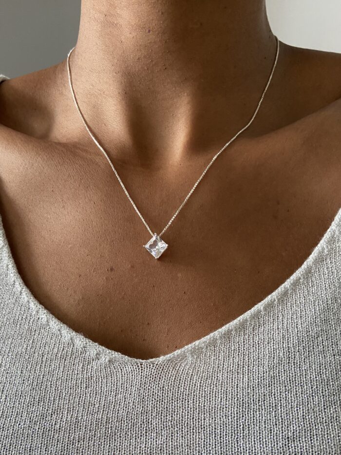 Colar Zircônia Quadrada Cristal