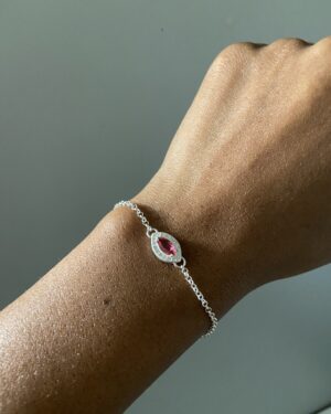 Pulseira Ponto de Luz Navete Rosa