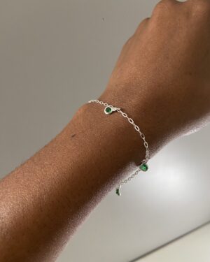 Pulseira Zirconias Penduradas Verde
