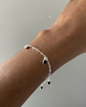 Pulseira Zirconias Penduradas Preta