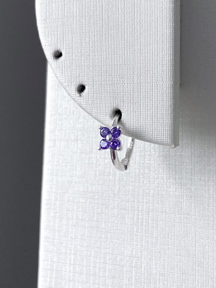 Argolinha Click Flor Zircônia Lilás