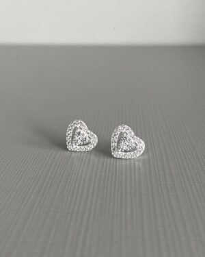 Brinco Coração Cravejado 3 Pontinhos