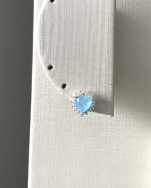 Brinco Coração Fusion Azul Cravejado