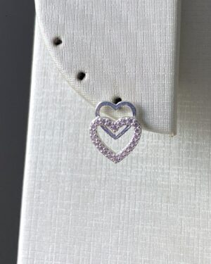 Brinco Dois Corações Rosa