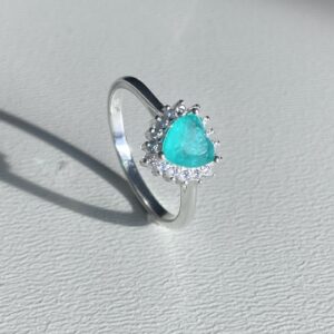 Anel Coração Fusion Verde Cravejado