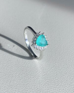 Anel Coração Fusion Verde Cravejado