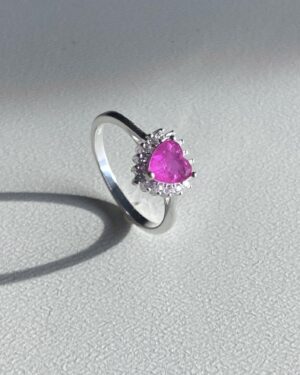 Anel Coração Fusion Pink Cravejado