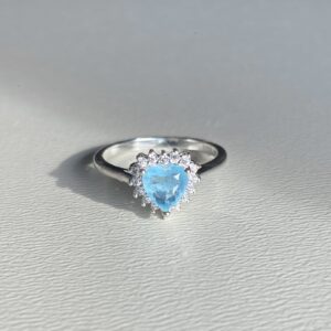 Anel Coração Fusion Azul Cravejado