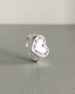 Anel Dedinho Coração Colorido