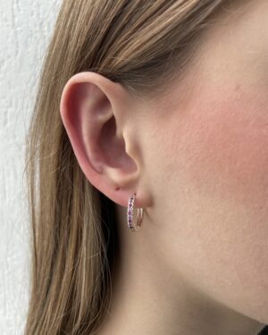 Argolinha Click Florzinha Pink e Lilás