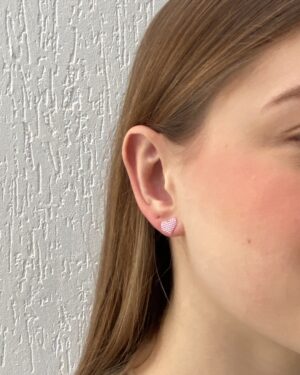 Brinco Coração Bruna Rosa