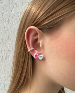 Brinco Coração Fusion Pink Cravejado