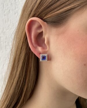 Brinco Princesa Quadrado Safira