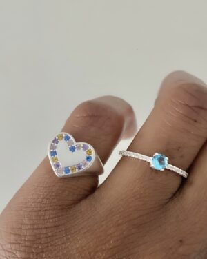 Anel Dedinho Coração Colorido