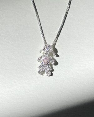 Colar Menina Coração Rosa