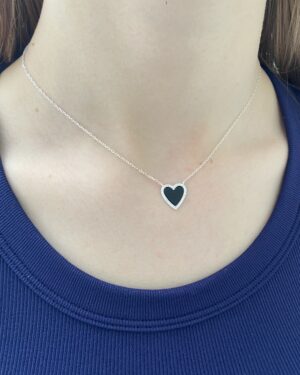 Colar Coração Ônix Crav