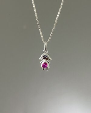 Colar Menina Zirconia Rosa