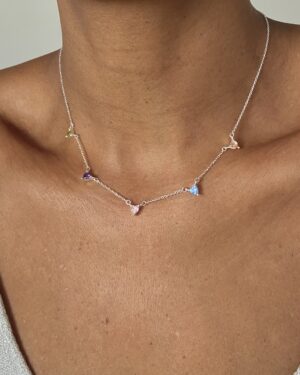 Colar 5 Corações Coloridos