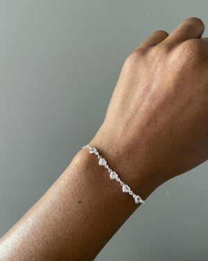 Pulseira 5 Zircônias Corações