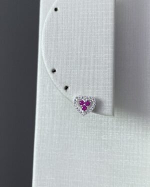 Brinco Coração Cravejado 3 Pontinhos Pink