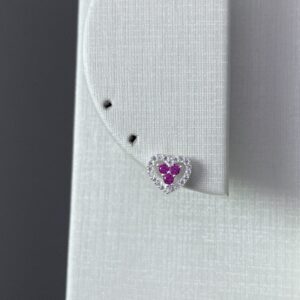 Brinco Coração Cravejado 3 Pontinhos Pink