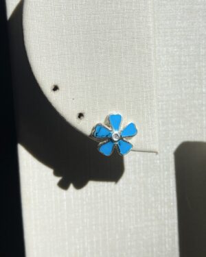 Brinco Flor Azul Turquesa