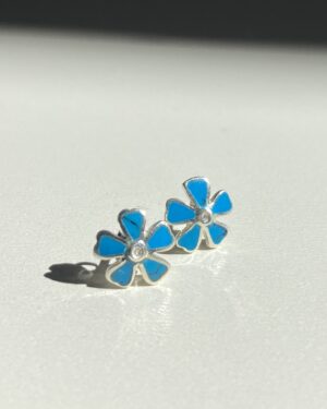 Brinco Flor Azul Turquesa